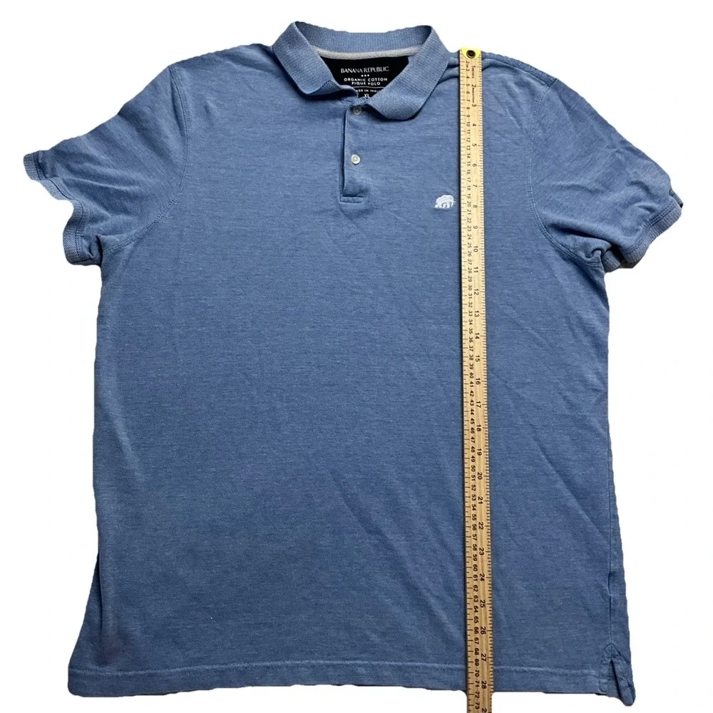 Banana Republic Men's Blue Organic‎ Cotton Short Sleeve Polo Shirt Size XL